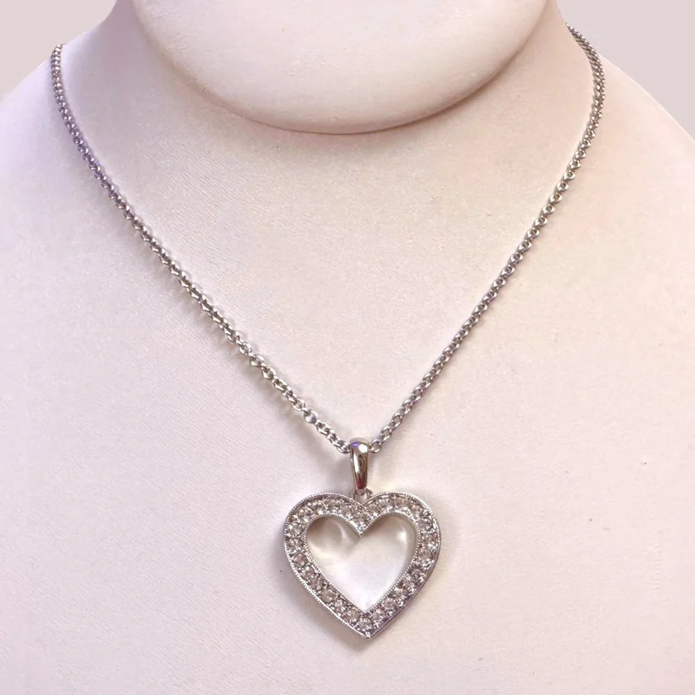 Brilliant Love Swarovski Crystal Open Heart Pendant Necklace